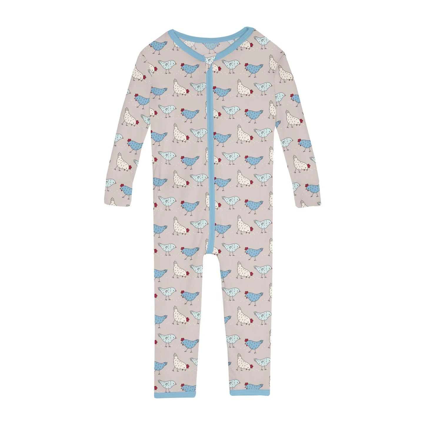 Kickee Latte Chickens | Print Convertible Sleeper With Zipper