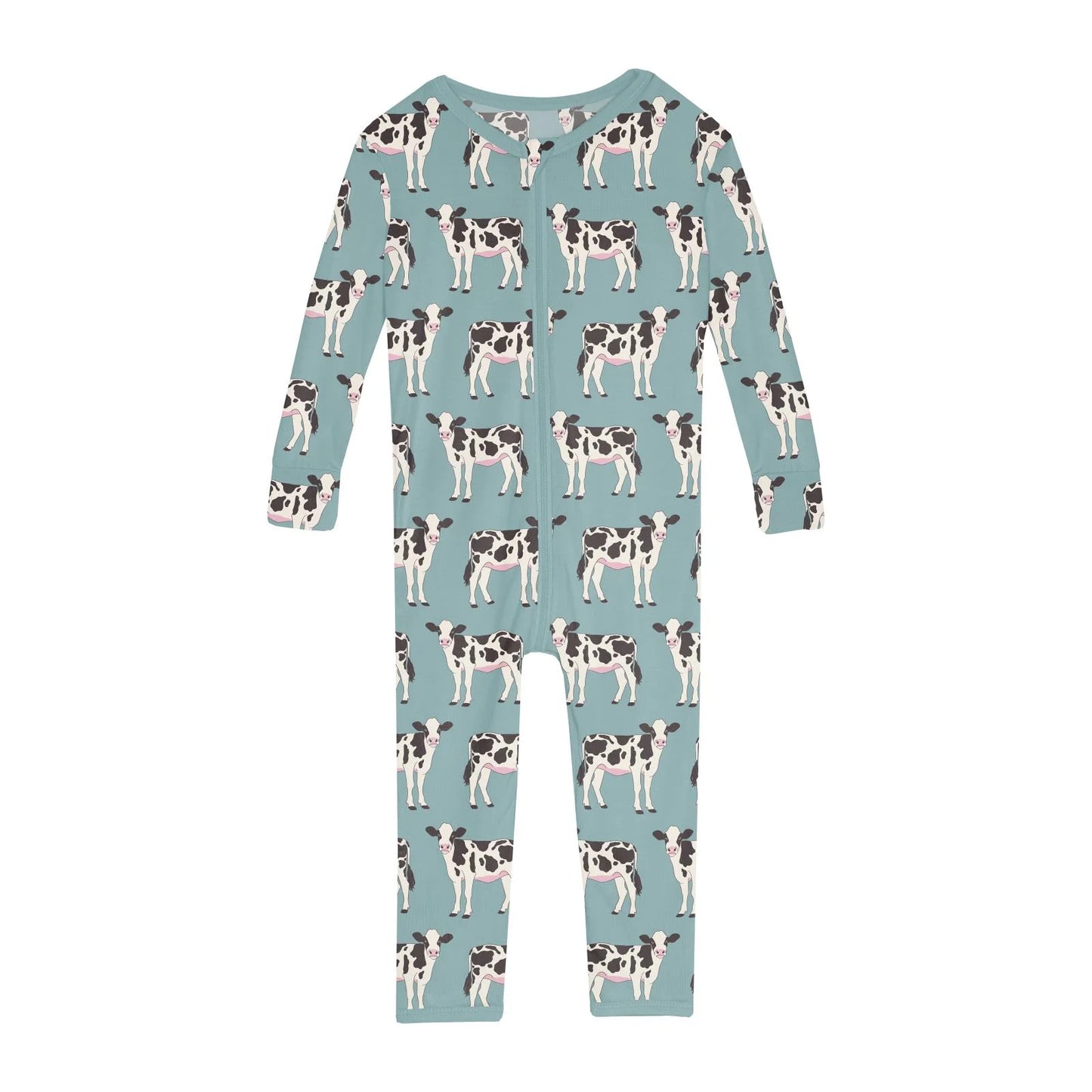 Kickee Jade Cows | Print Convertible Sleeper With Zipper