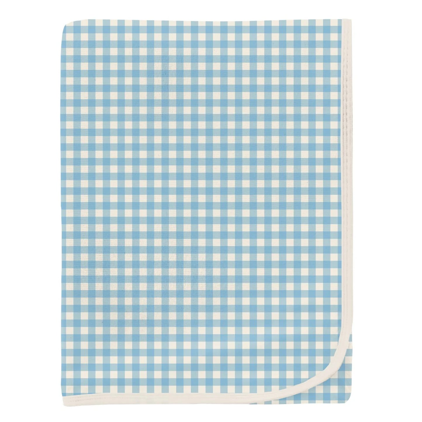 Kickee Seaside Blue Gingham | Print Swaddling Blanket