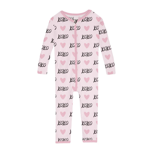 Kickee Shrinking Violet XOXO | Print Convertible Sleeper With Zipper