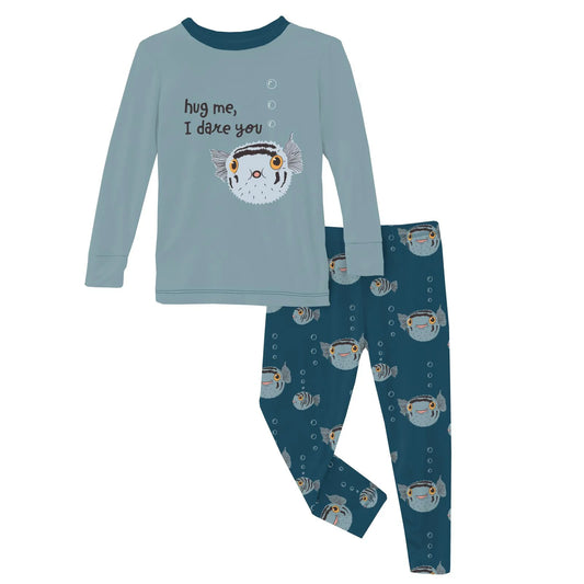 Kickee Peacock Puffer Family | Long Sleeve Graphic Tee PJ Set