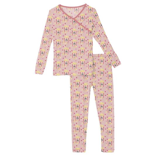 KicKee Baby Rose Gamer | Print Long Sleeve Kimono PJ Set