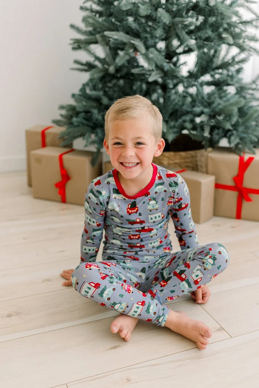 KicKee Moonlight Christmas Cars and Trucks | Print Long Sleeve PJ Set