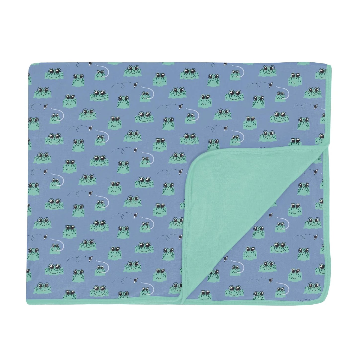 Kickee Dream Blue Bespeckled Frogs | Print Toddler Blanket