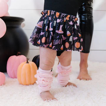 Sweet Wink Black Multi | Boo Halloween Long Sleeve Tutu Bodysuit