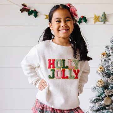 Sweet Wink Natural | Holly Jolly Patch Christmas Sweatshirt