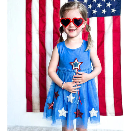 Sweet Wink Blue | Patriotic Star Tutu Tank Dress