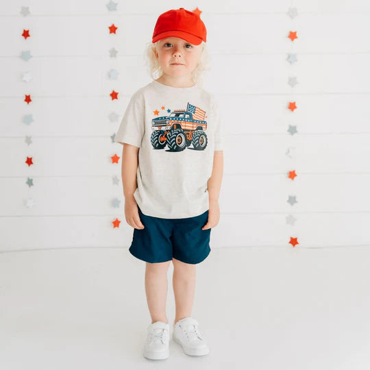 Sweet Wink Natural Heather | American Monster Truck Short Sleeve T-Shirt