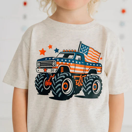 Sweet Wink Natural Heather | American Monster Truck Short Sleeve T-Shirt