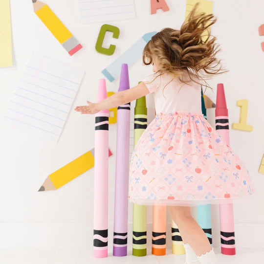 Sweet Wink Pale Pink | Back to School Trellis Short Sleeve Tutu Dress