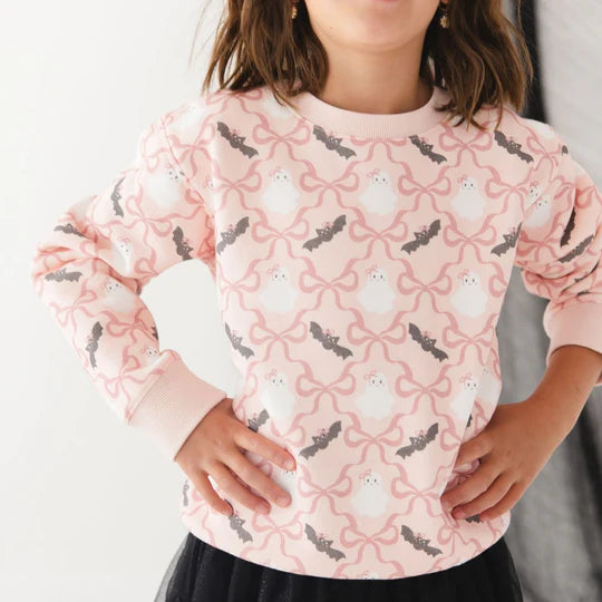 Sweet Wink Pink | Bat and Ghost Trellis Halloween Sweatshirt