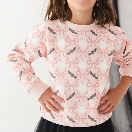 Sweet Wink Pink | Bat and Ghost Trellis Halloween Sweatshirt