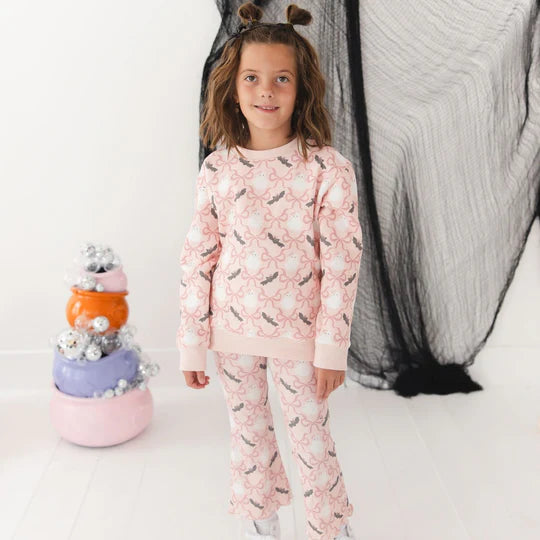 Sweet Wink Pink | Bat and Ghost Trellis Halloween Sweatshirt