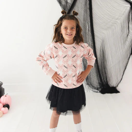 Sweet Wink Pink | Bat and Ghost Trellis Halloween Sweatshirt