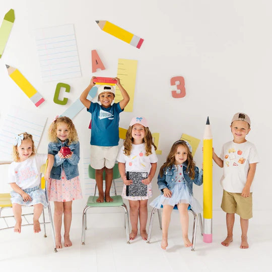 Sweet Wink Indigo | Kindergarten Pennant Short Sleeve T-Shirt