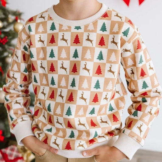 Sweet Wink Natural Multicolor | Cabin Christmas Sweatshirt