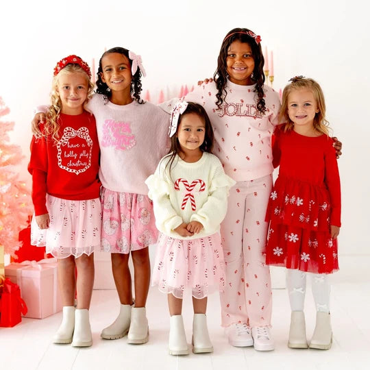 Sweet Wink Ballet Pink | Candy Cane Christmas Flare Legging