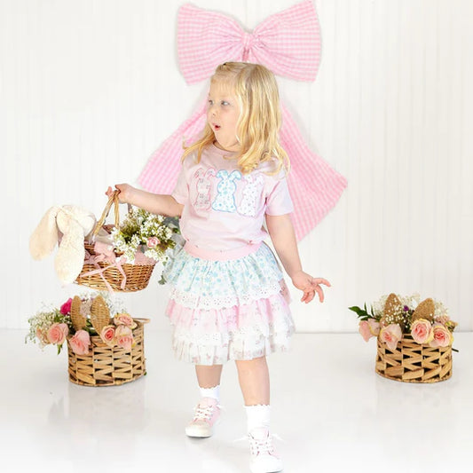 Sweet Wink Ballet Pink | Floral Bunny Patch Easter Short Sleeve T-Shirt