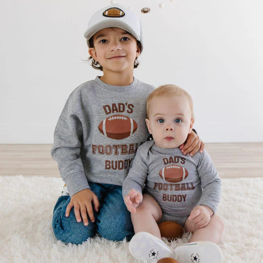Sweet Wink Gray | Dad's Football Buddy Long Sleeve Bodysuit