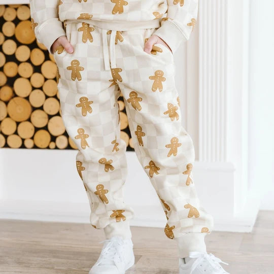 Sweet Wink Ivory | Gingerbread Christmas Checkered Jogger
