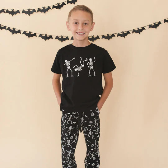 Sweet Wink Black | Glow in The Dark Silly Skelly Halloween Jogger
