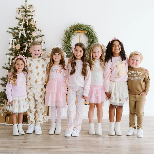 Sweet Wink Ivory | Gingerbread Christmas Checkered Jogger
