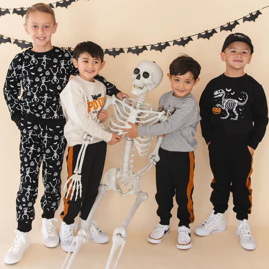 Sweet Wink Black | Glow in The Dark Silly Skelly Halloween Sweatshirt