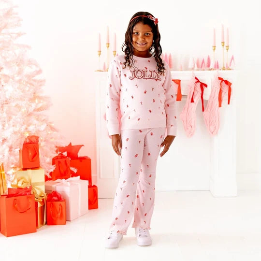 Sweet Wink Ballet Pink | Candy Cane Christmas Flare Legging