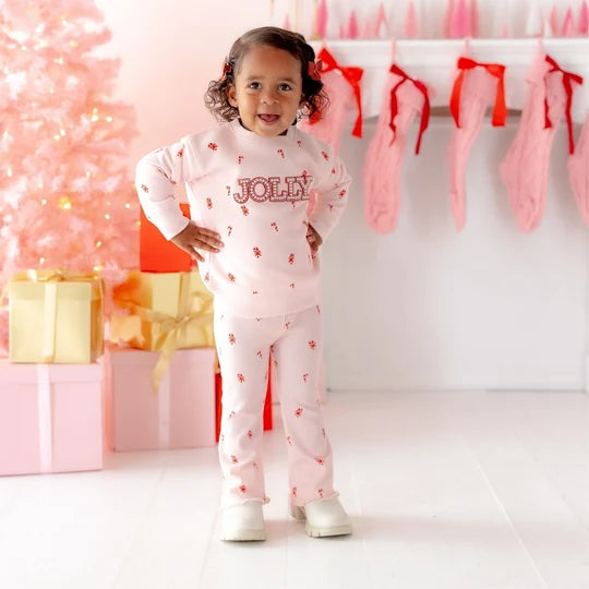 Sweet Wink Ballet Pink | Candy Cane Christmas Flare Legging