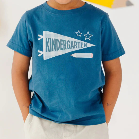 Sweet Wink Indigo | Kindergarten Pennant Short Sleeve T-Shirt