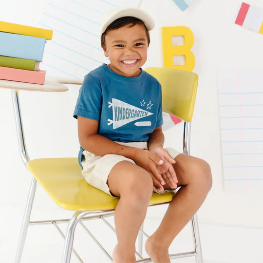 Sweet Wink Indigo | Kindergarten Pennant Short Sleeve T-Shirt
