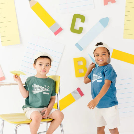 Sweet Wink Indigo | Kindergarten Pennant Short Sleeve T-Shirt