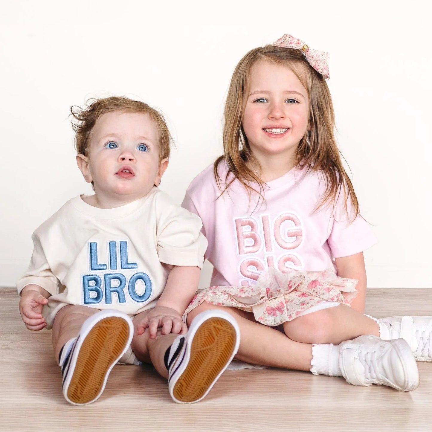 Sweet Wink Natural | Lil Bro Embroidered Patch Short Sleeve Romper