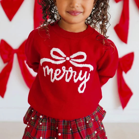 Sweet Wink Red | Merry Bow Christmas Sweater