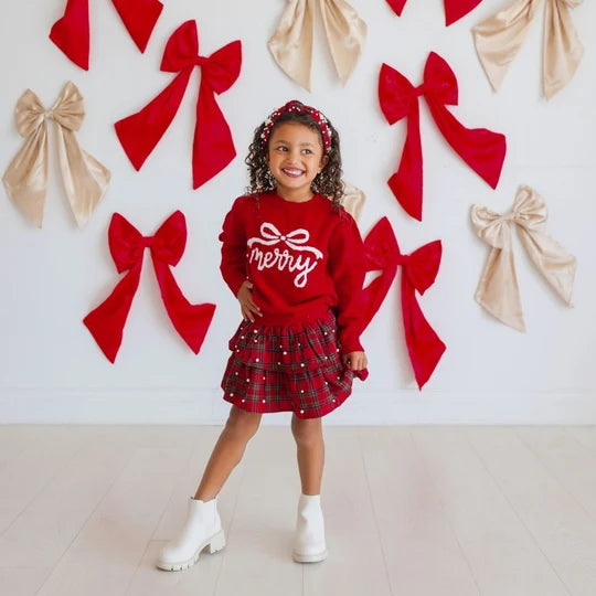 Sweet Wink Red | Merry Bow Christmas Sweater