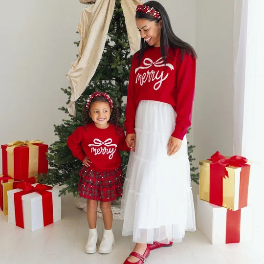 Sweet Wink Red | Merry Bow Christmas Sweater