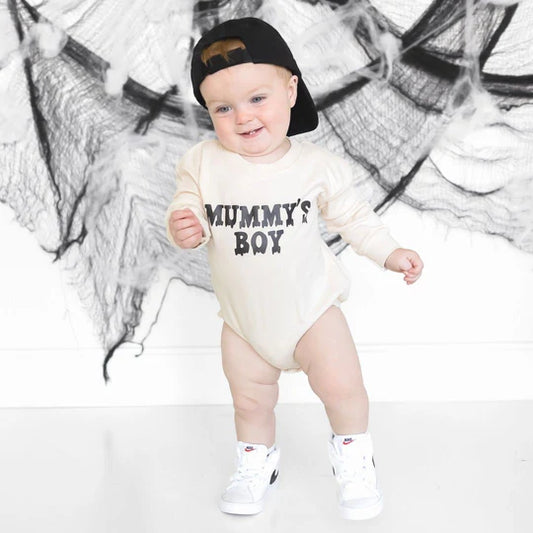 Sweet Wink Natural | Mummy's Boy Halloween Long Sleeve Romper