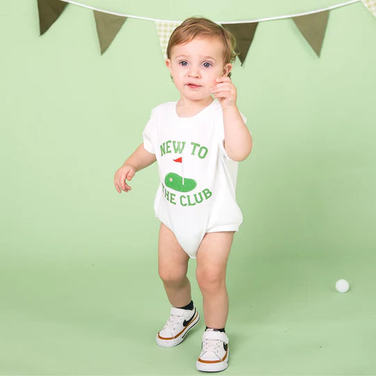 Sweet Wink White | New to the Club Patch Short Sleeve Romper