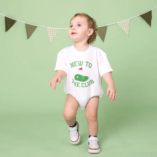Sweet Wink White | New to the Club Patch Short Sleeve Romper