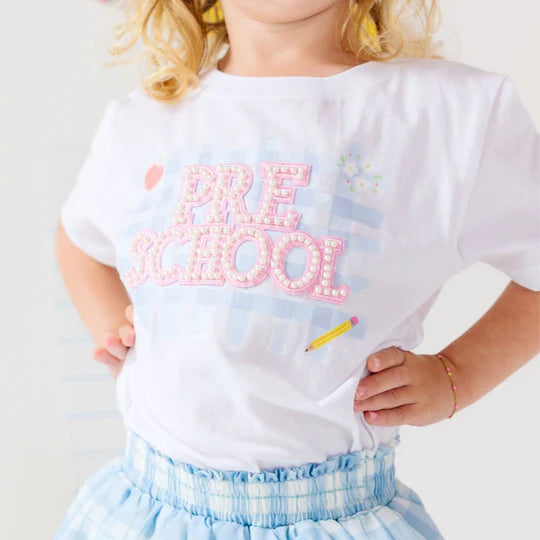 Sweet Wink White | Preschool Pearl Patch Short Sleeve T-Shirt