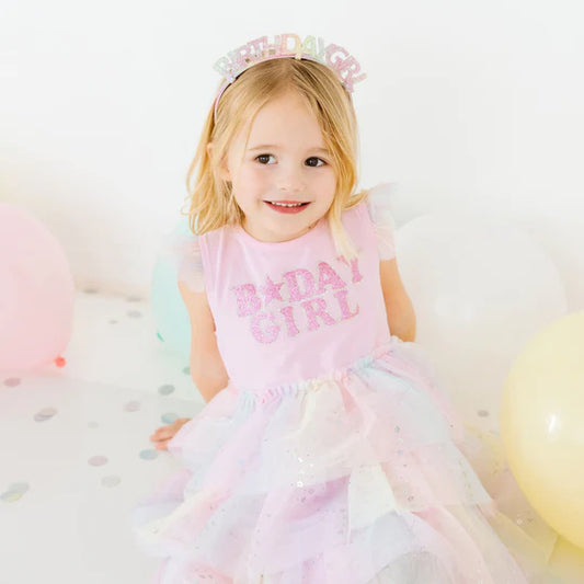 Sweet Wink Pink | Birthday Girl Fairy Dust Short Sleeve Tutu Dress