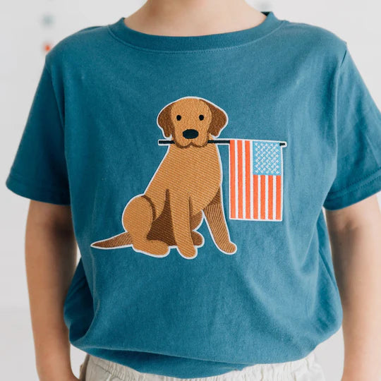 Sweet Wink Indigo | Patriotic Pup Patch Short Sleeve T-Shirt