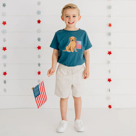 Sweet Wink Indigo | Patriotic Pup Patch Short Sleeve T-Shirt