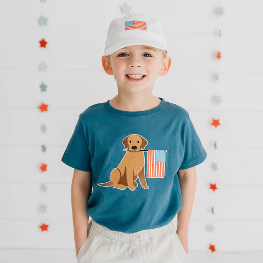 Sweet Wink Indigo | Patriotic Pup Patch Short Sleeve T-Shirt
