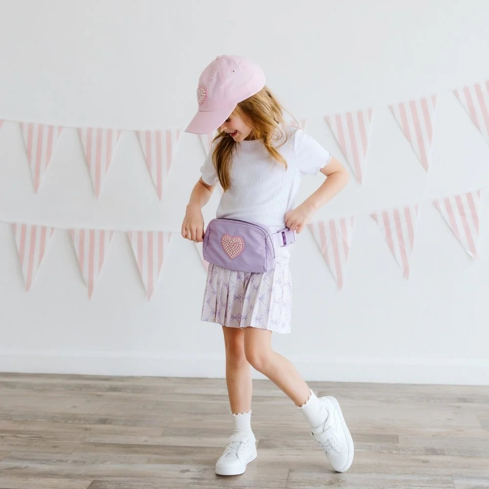 Sweet Wink Lavender | Pearl Heart Patch Belt Bag