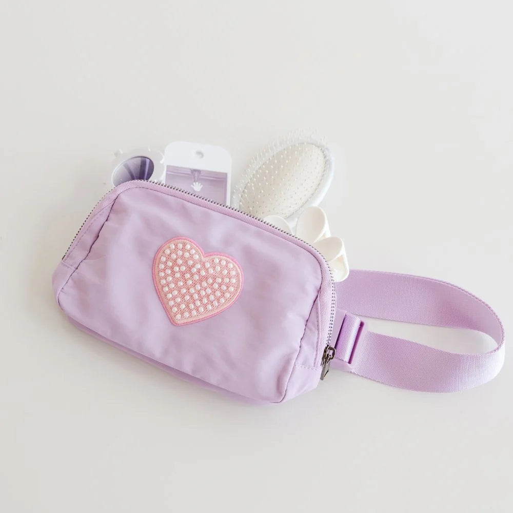 Sweet Wink Lavender | Pearl Heart Patch Belt Bag