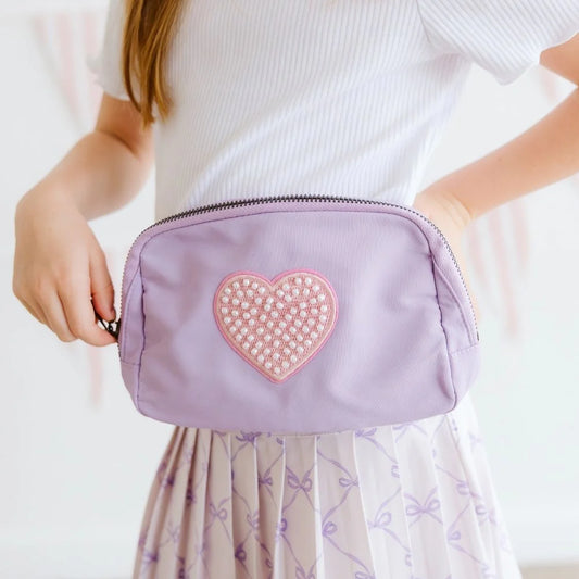 Sweet Wink Lavender | Pearl Heart Patch Belt Bag