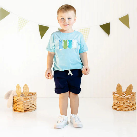 Sweet Wink Cool Blue | Peeps Embroidered Patch Easter Short Sleeve T-Shirt