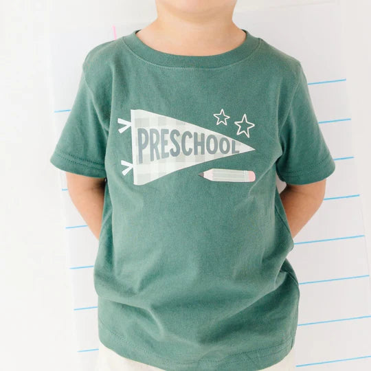 Sweet Wink Hunter Green | Preschool Pennant Short Sleeve T-Shirt