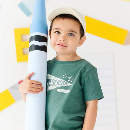 Sweet Wink Hunter Green | Preschool Pennant Short Sleeve T-Shirt